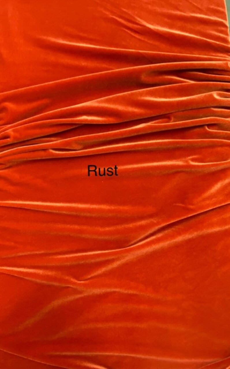 1 Yard Earthy Rust Stretch Velvet Fabric Luxuriously Soft Texture with Elegant Heavy Drape 58/60 Inches Wide